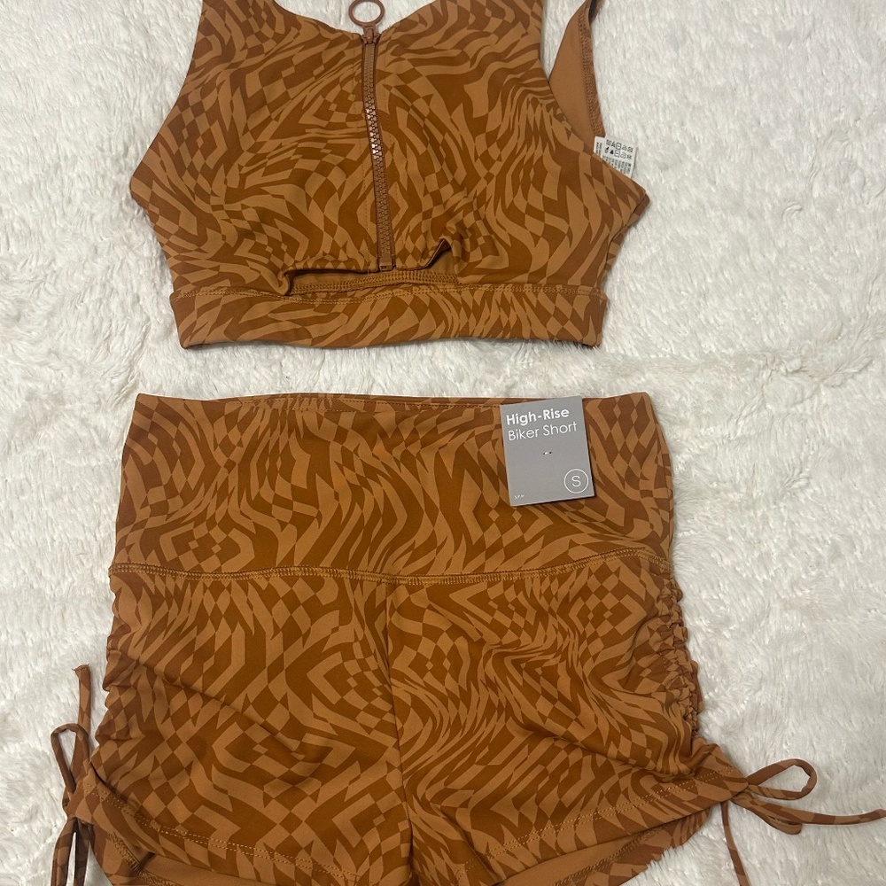 Forever21 Workout Set Brown Swirl